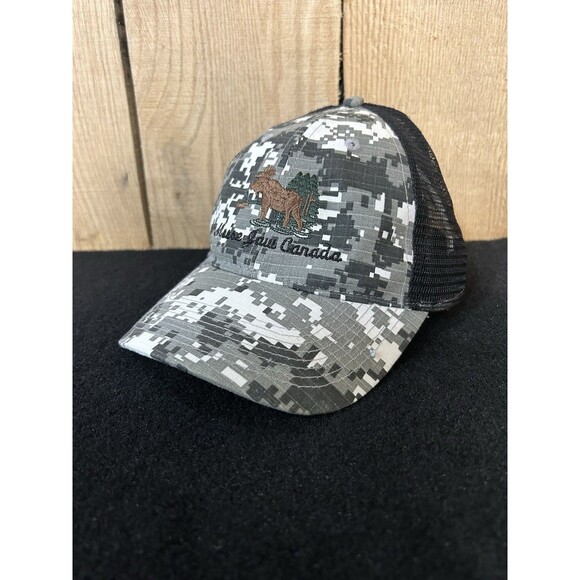 Moose Jaw Canada Digital Pixel Camo Snapback Hat/Cap Black Gray White - Picture 3 of 12